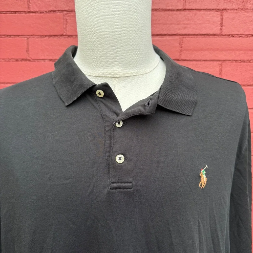 Polo Ralph Lauren Mens Black‎ Classic Fit Short Sleeve Polo Shirt XXL Flesh Pony